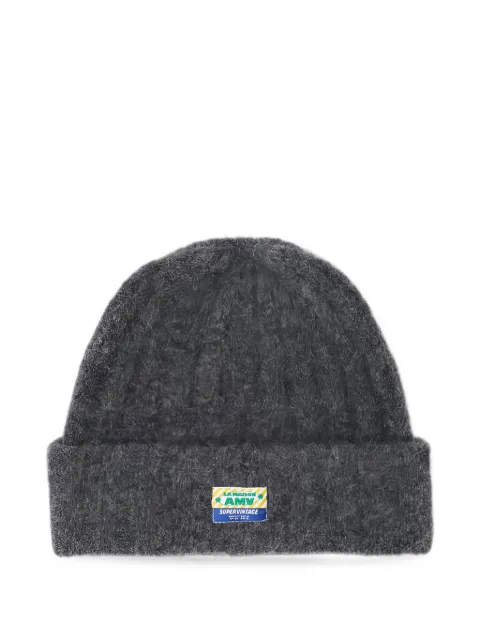 American Vintage Vitow logo-patch ribbed-knit beanie hat