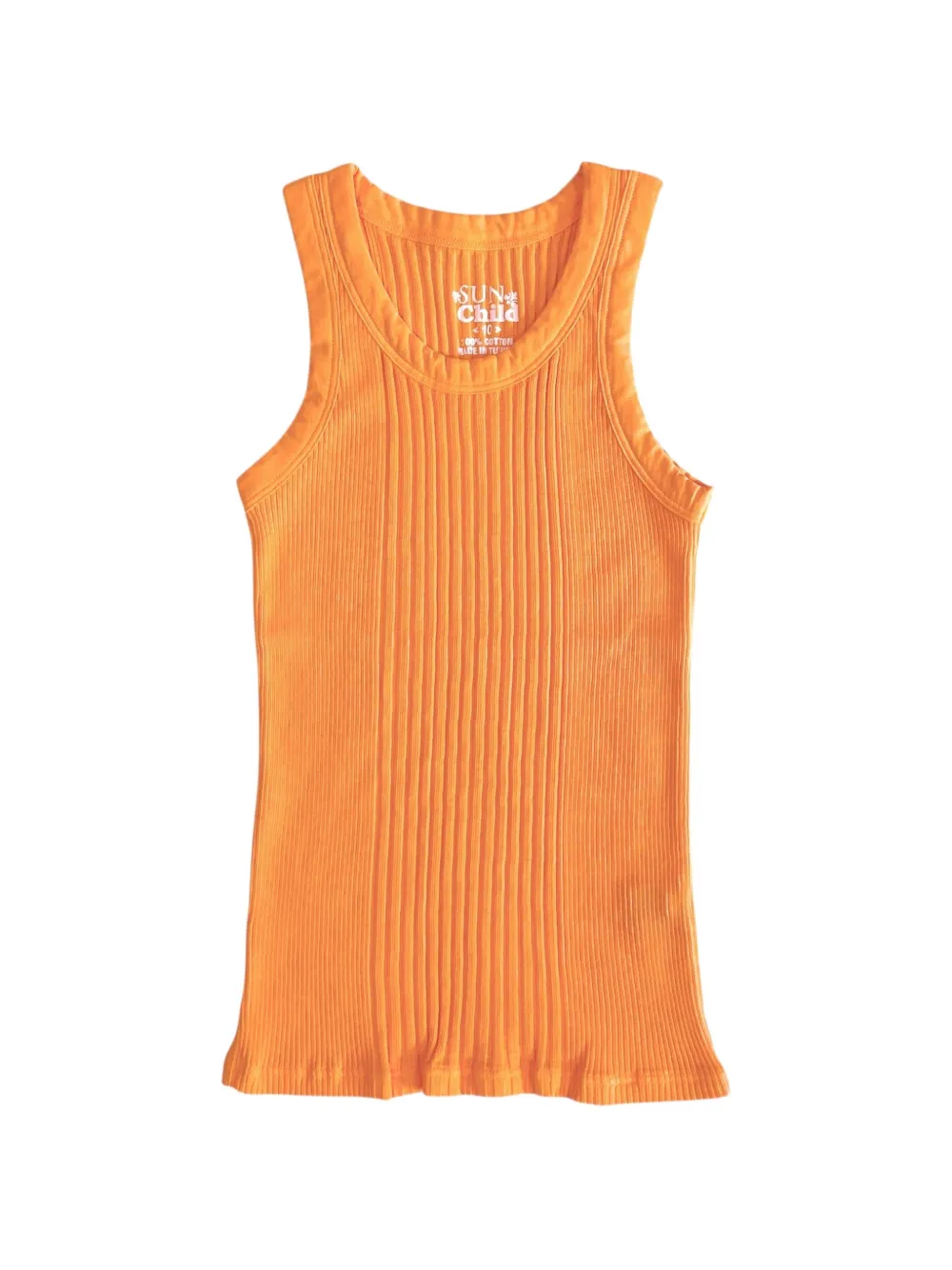 SUN68 KIDS ribbed-knit scoop-neck top - Orange