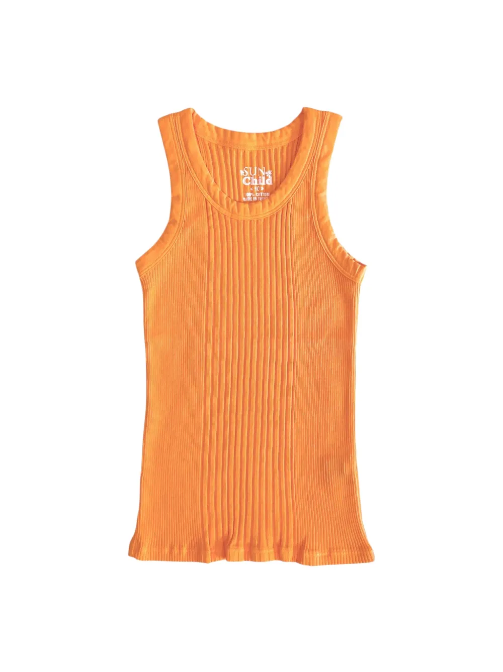 SUN68 KIDS ribbed-knit scoop-neck top Oranje