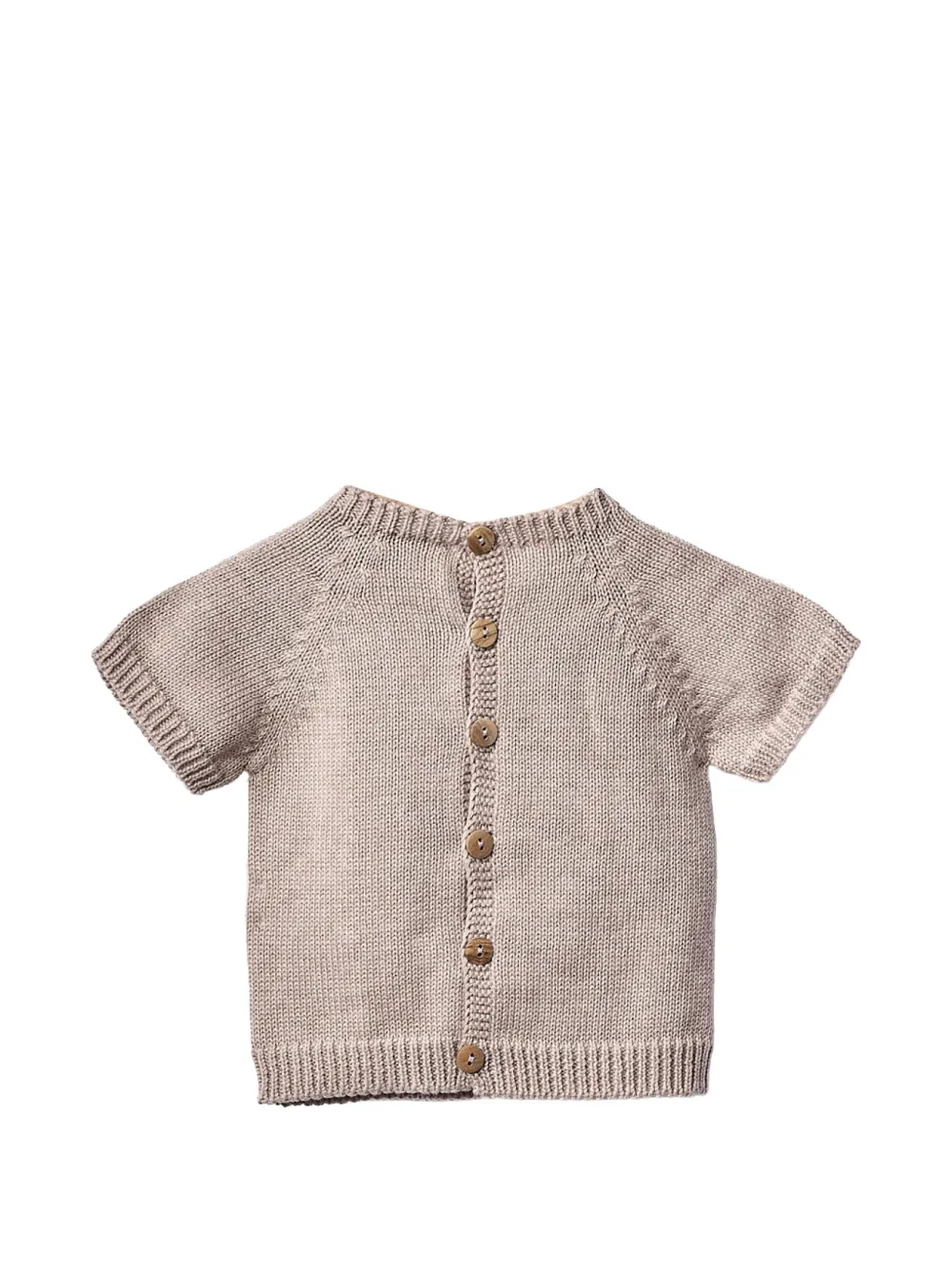 Wedoble Pointelle gebreide trui met korte mouwen Beige