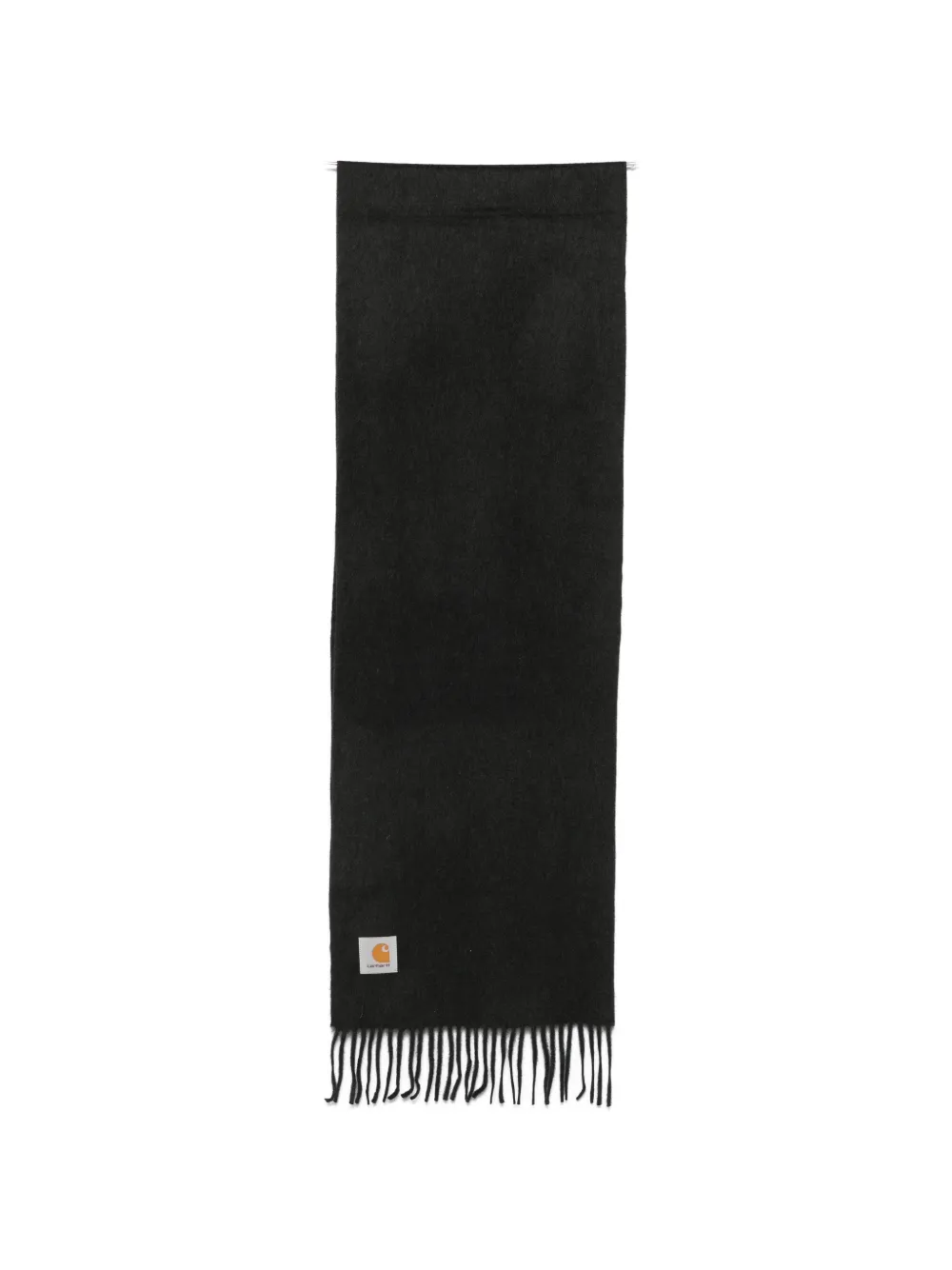 Carhartt WIP logo-patch fringed scarf Zwart