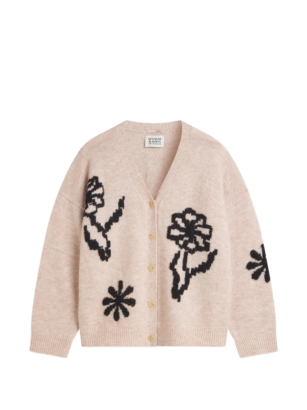 Scotch & Soda floral-intarsia knit cardigan - Rose Scotch & Soda floral-intarsia knit cardigan - Rose
