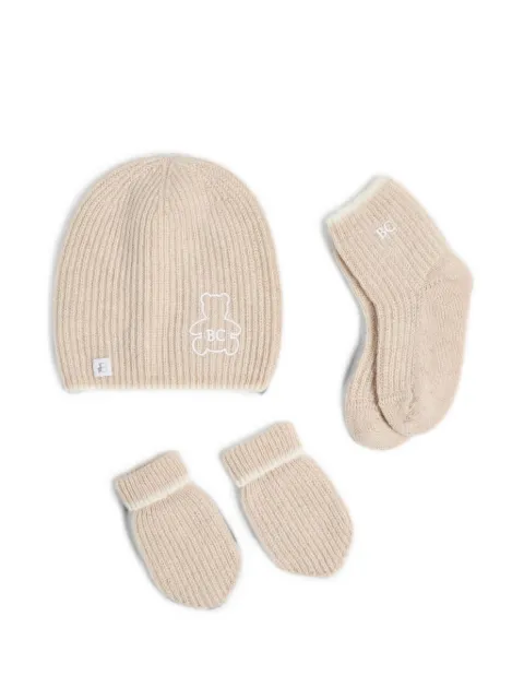 Brunello Cucinelli Kids Baby Bernie rib-knit beanie set (set of 3)