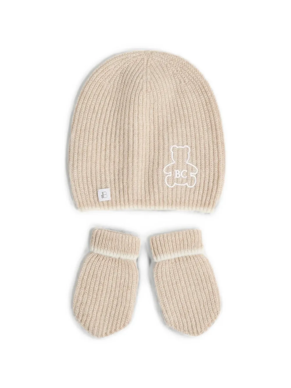 Brunello Cucinelli Kids Baby Bernie rib-knit beanie set (set of three) Beige