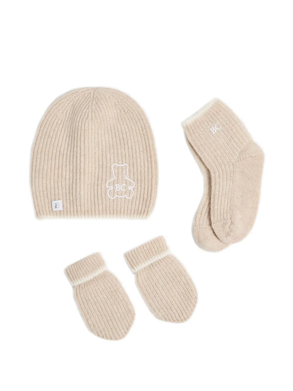 Brunello Cucinelli Kids Baby Bernie rib-knit beanie set (set of three) - Tons neutres Brunello Cucinelli Kids Baby Bernie rib-knit beanie set (set of three) - Tons neutres