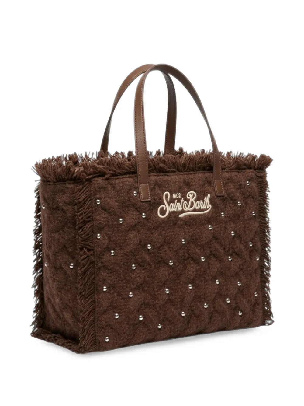 MC2 Saint Barth Colette shopper met studs en franje Bruin