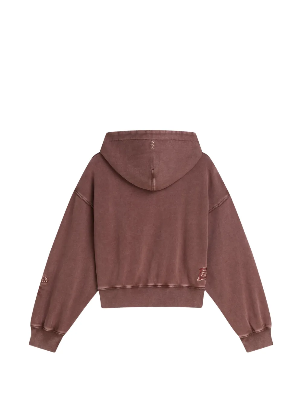 Scotch & Soda Hoodie met borduurwerk en verwassen effect Bruin