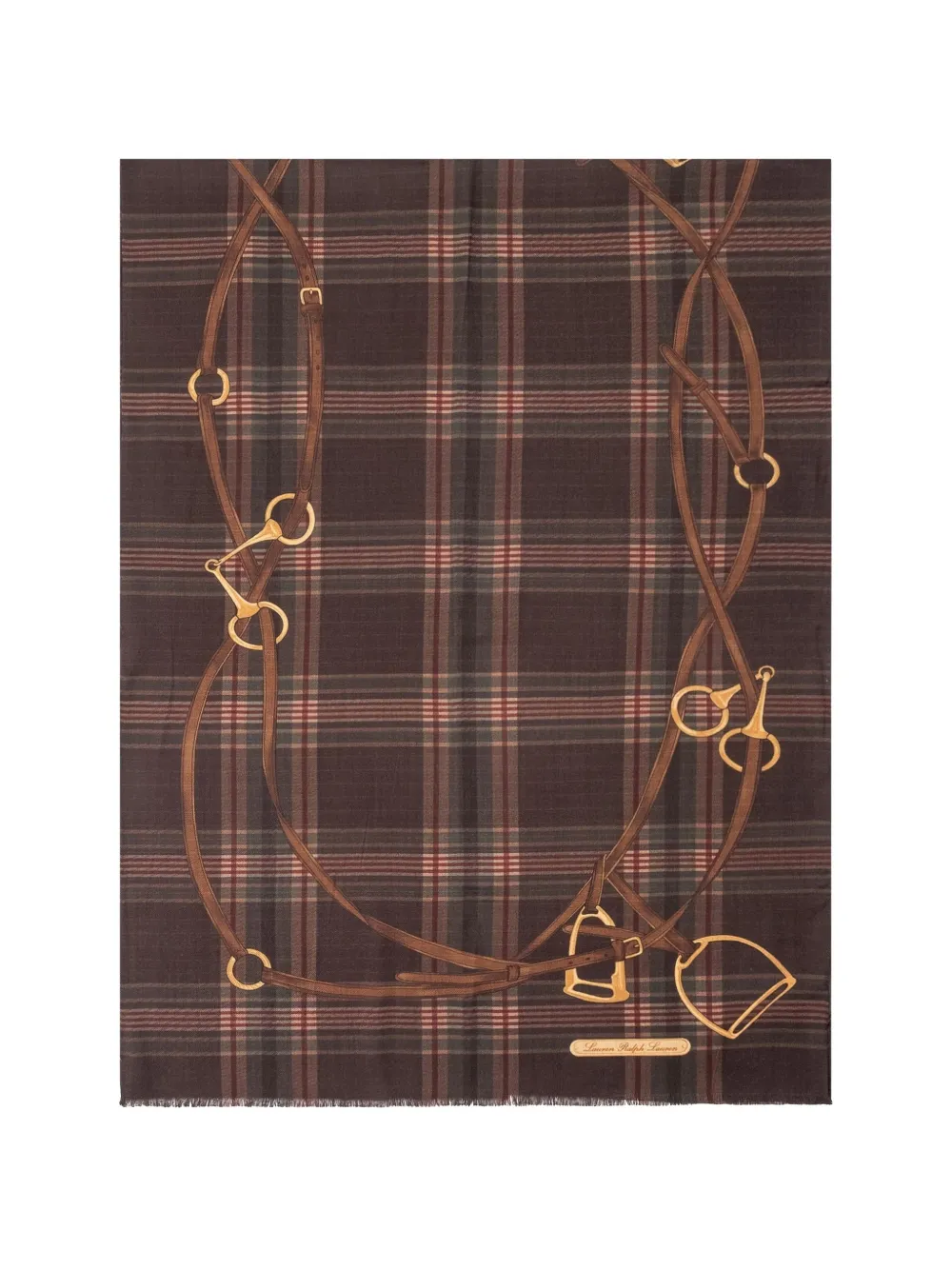 Lauren Ralph Lauren plaid equestrian-print scarf - Marrone