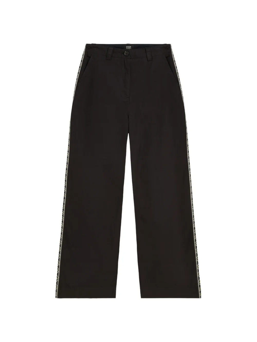 Scotch & Soda embroidered-trim wide-leg trousers