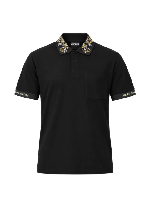 Versace Barocco-print logo-embroidered polo shirt