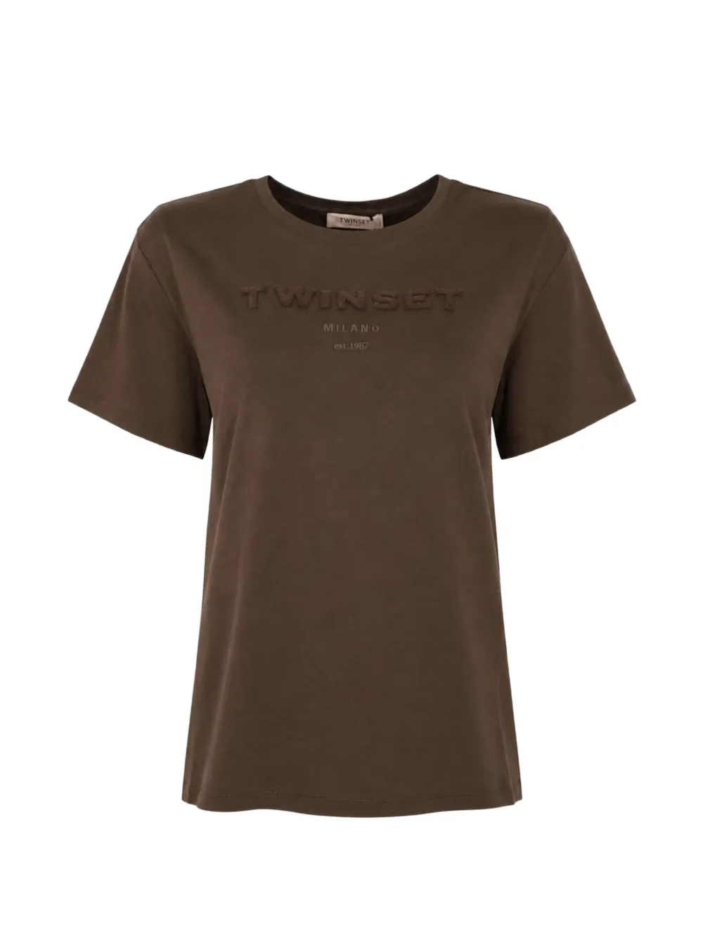 TWINSET T-shirt met geborduurd logo Bruin