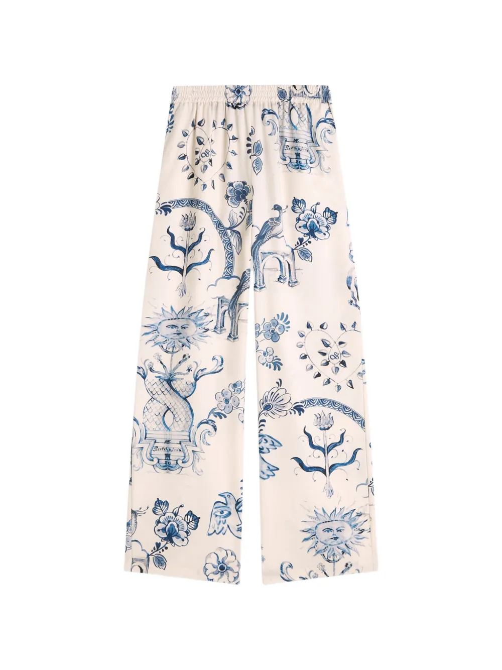 Scotch & Soda x Royal Delft graphic-print wide-leg trousers Beige