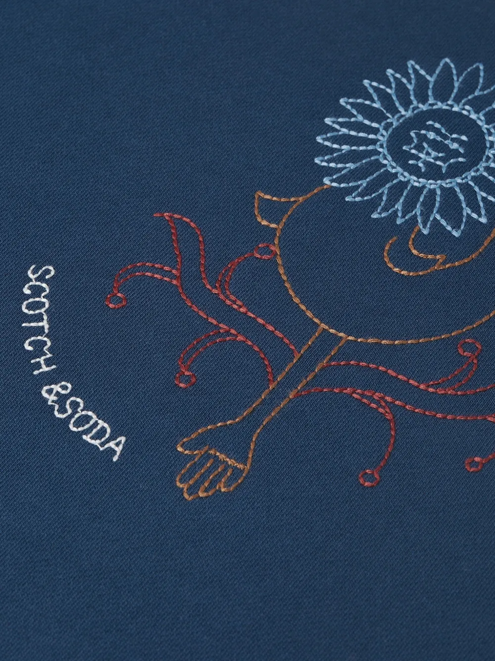 Scotch & Soda embroidered crew-neck sweater Blauw