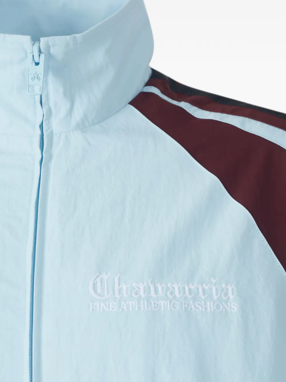 Willy Chavarria logo-embroidered colour-block jacket Blauw