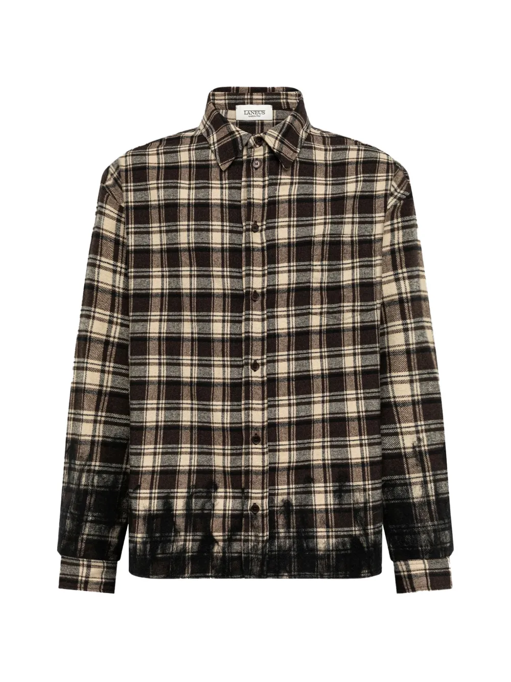 Laneus check-print boxy-fit shirt - Marron
