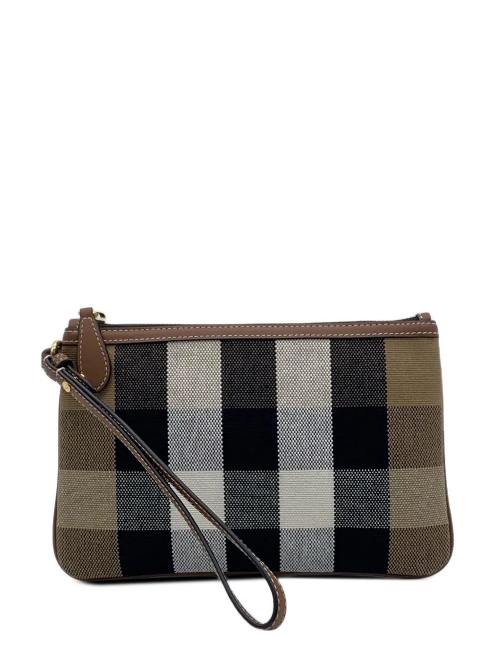 Burberry Pre-Owned 2000-2017 House Check Canvas Peyton Wristlet Pouch clutch bag - Braun