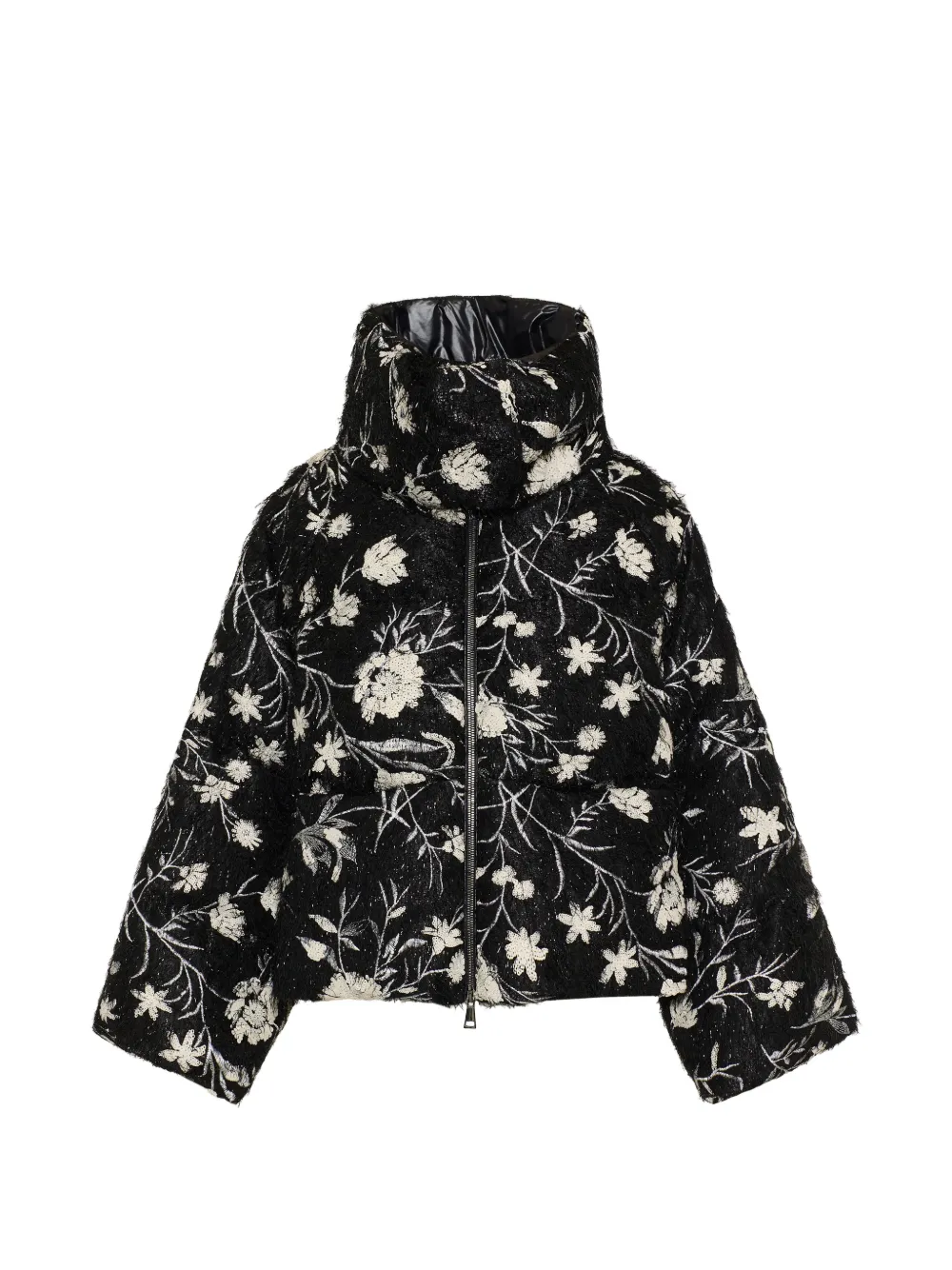 Moncler Perroquet floral sequin short down jacket Zwart