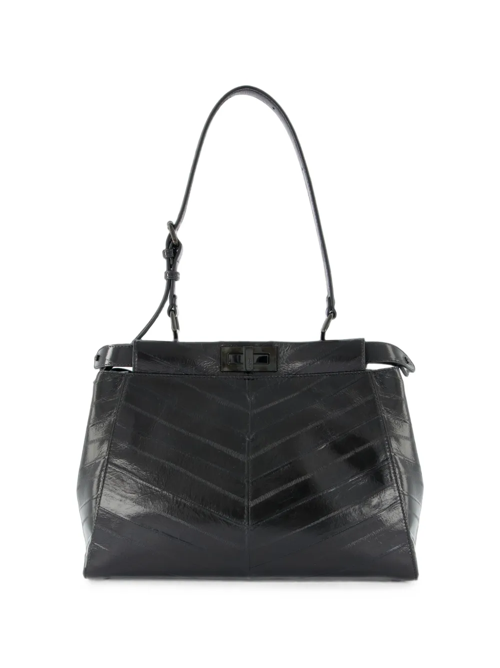 FENDI Medium Peekaboo leren schoudertas Zwart