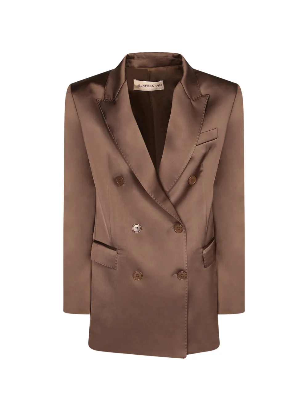 Blanca Vita double-breasted satin blazer - Brown