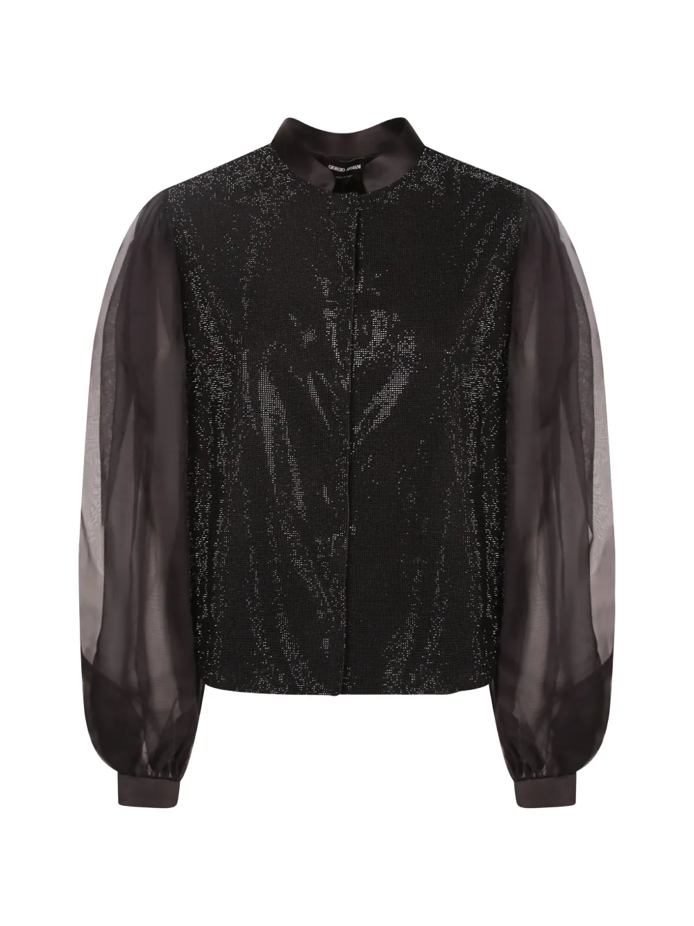 Giorgio Armani embroidered tulle-sleeve blouse - Nero