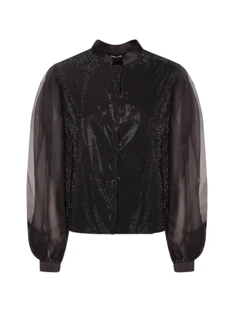Giorgio Armani embroidered tulle-sleeve blouse