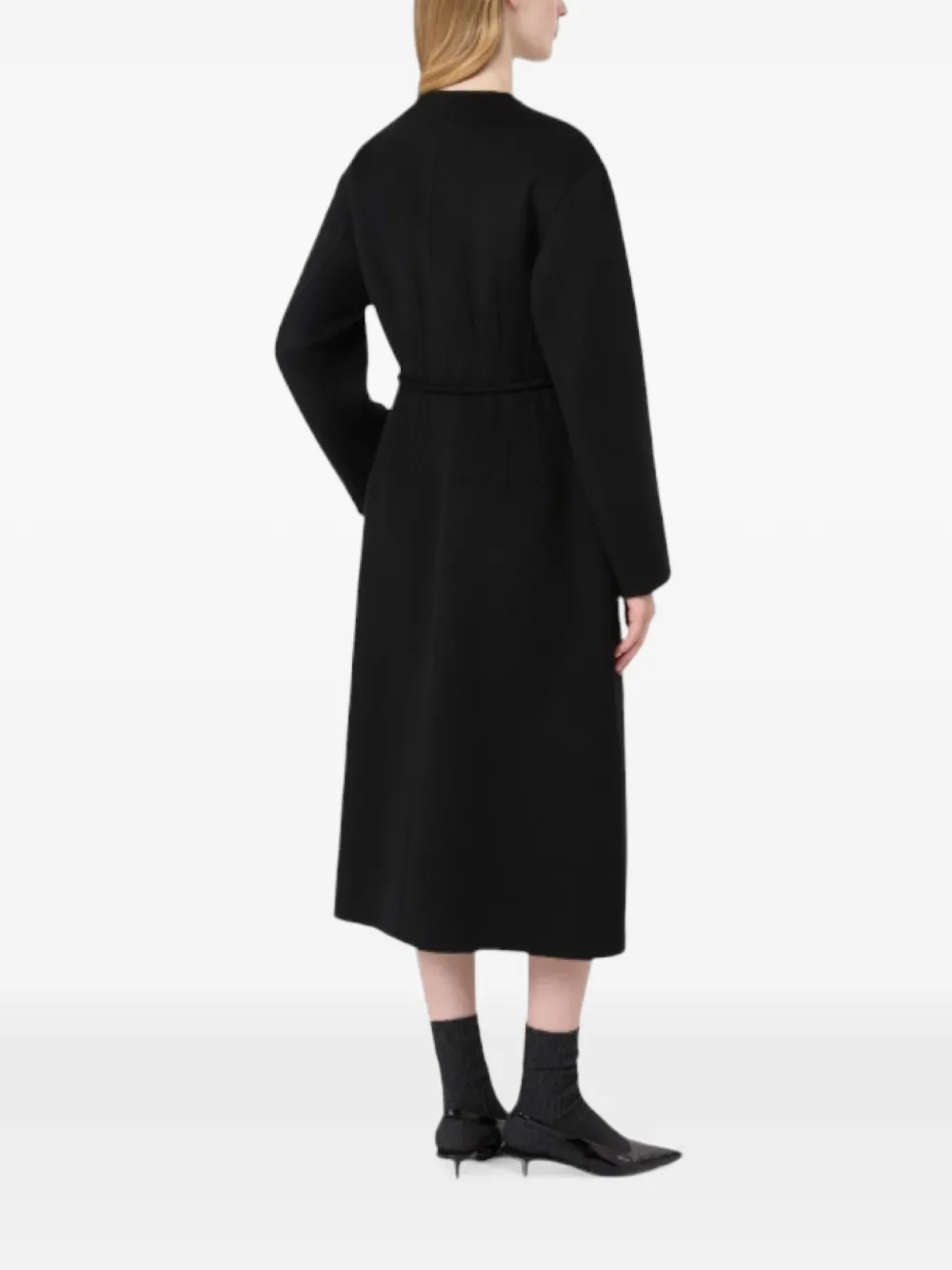 Max Mara Fiacre jas met enkele rij knopen en ceintuur Zwart