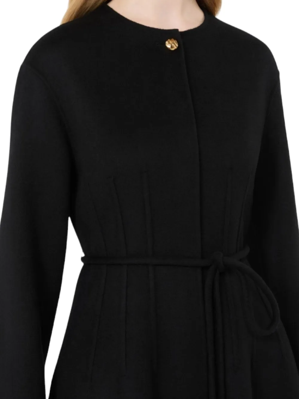 Max Mara Fiacre jas met enkele rij knopen en ceintuur Zwart