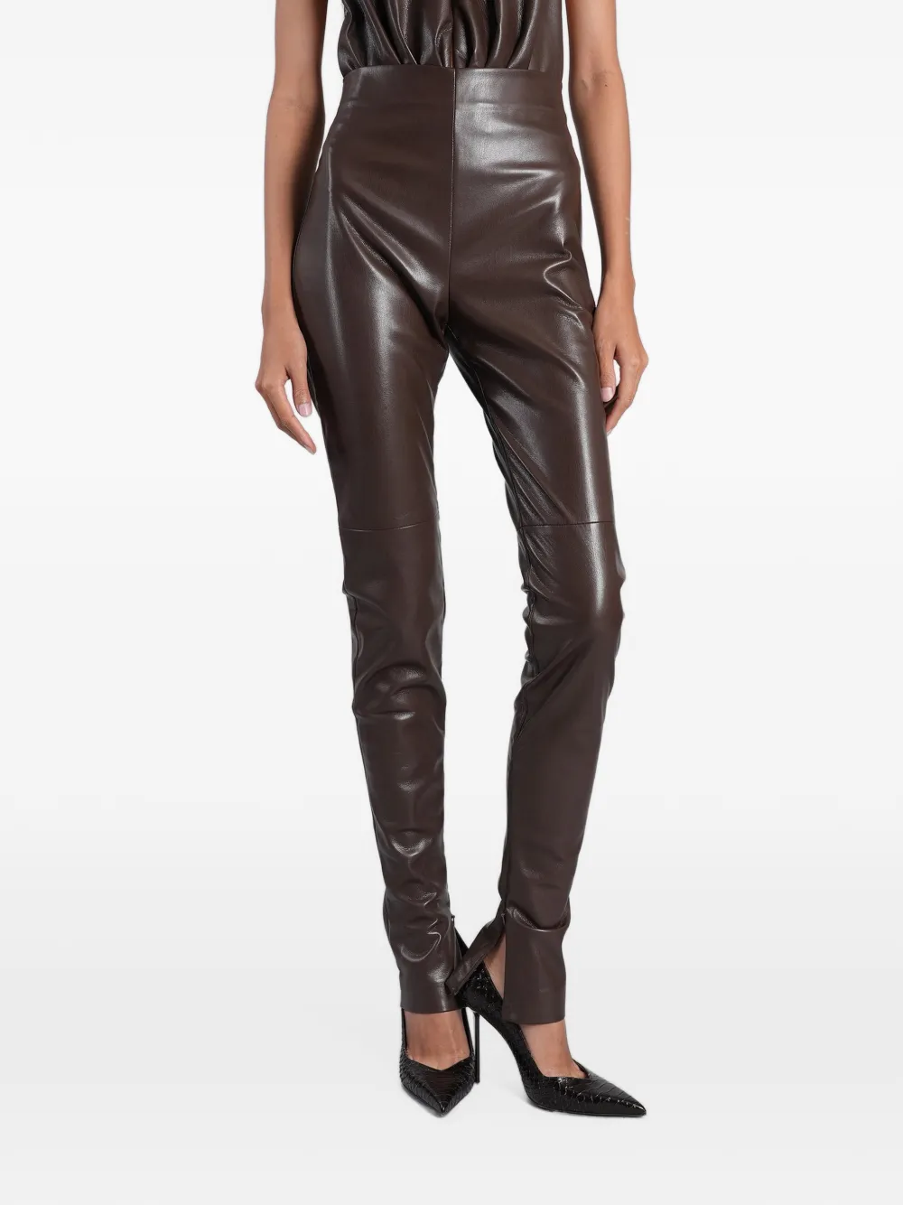 THE ANDAMANE Glanzende legging Bruin
