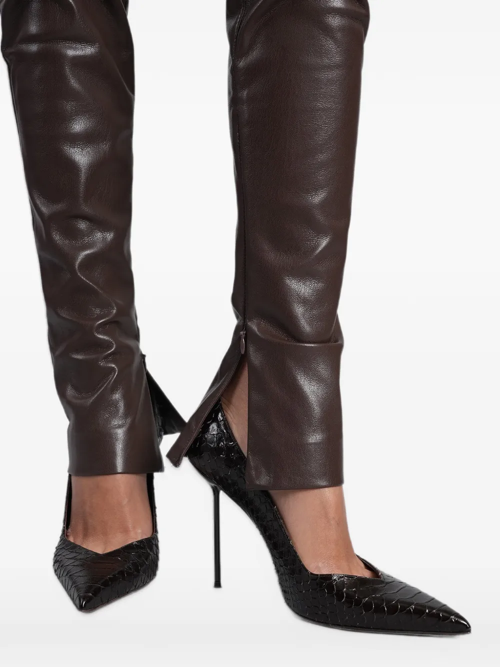 THE ANDAMANE Glanzende legging Bruin
