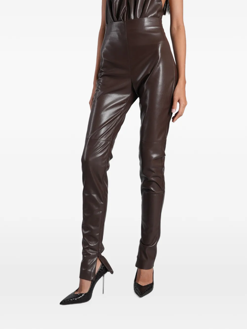 THE ANDAMANE Glanzende legging Bruin