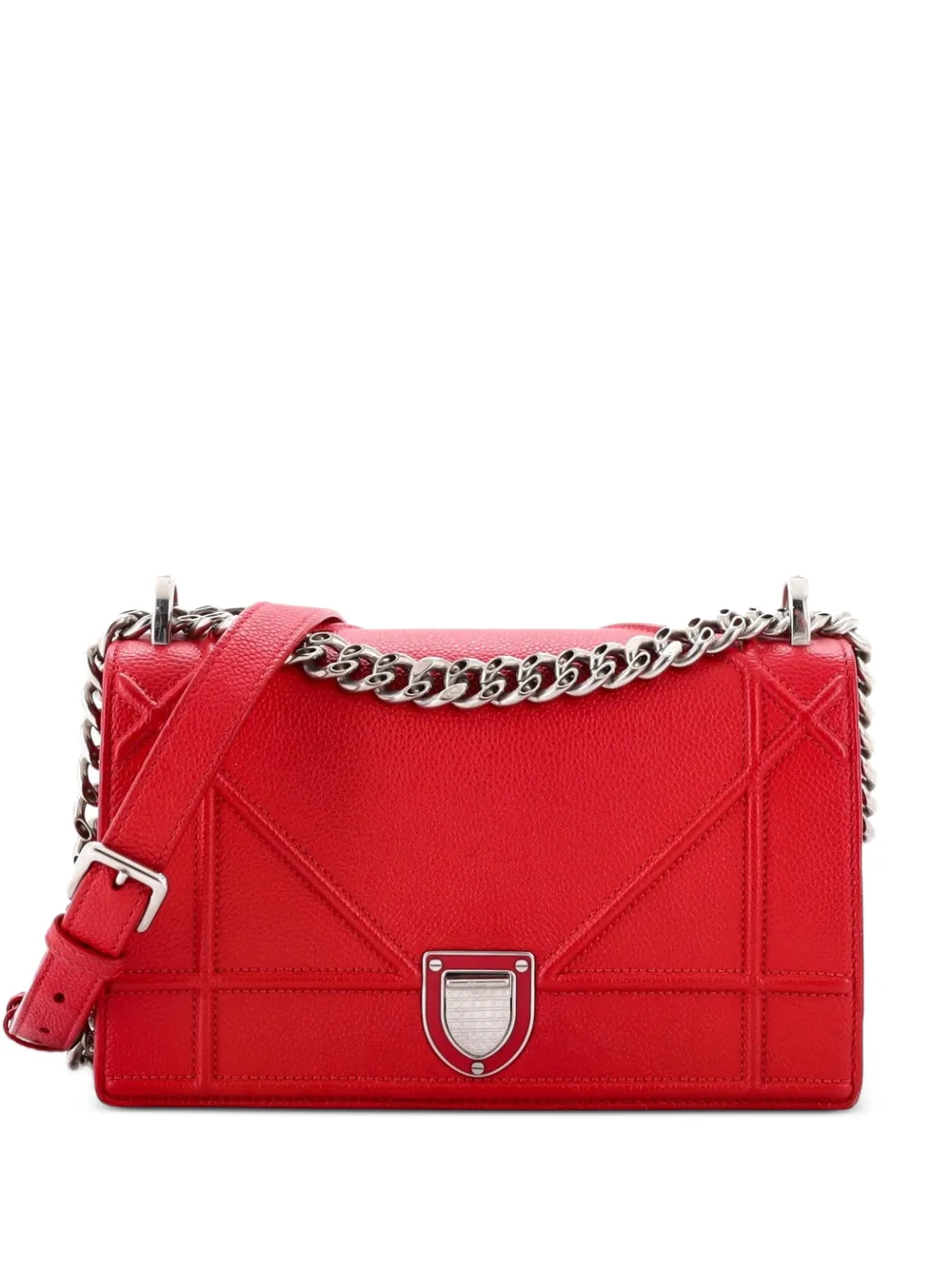 Christian Dior Pre-Owned Diorama Flap Bag Grained Calfskin Small crossbody bag - Rot