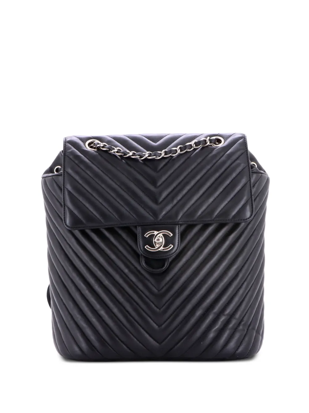 CHANEL Pre-Owned Urban Spirit Chevron Leather Large backpack - Black
