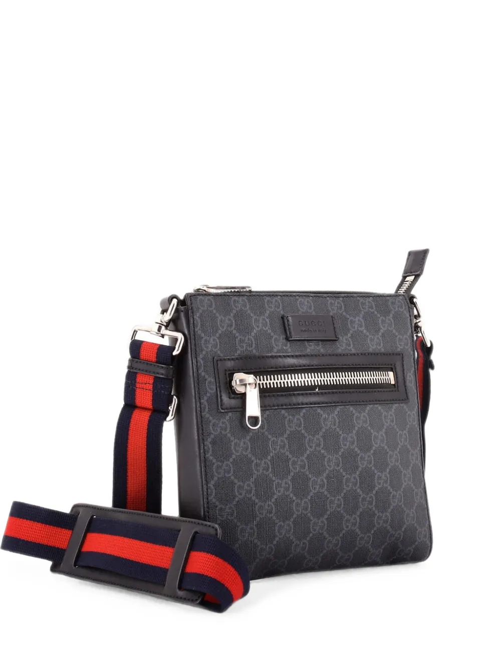 Gucci Pre-Owned Web Strap Front Zip Messenger Bag GG Coated Canvas Small crossbody bag - Nero