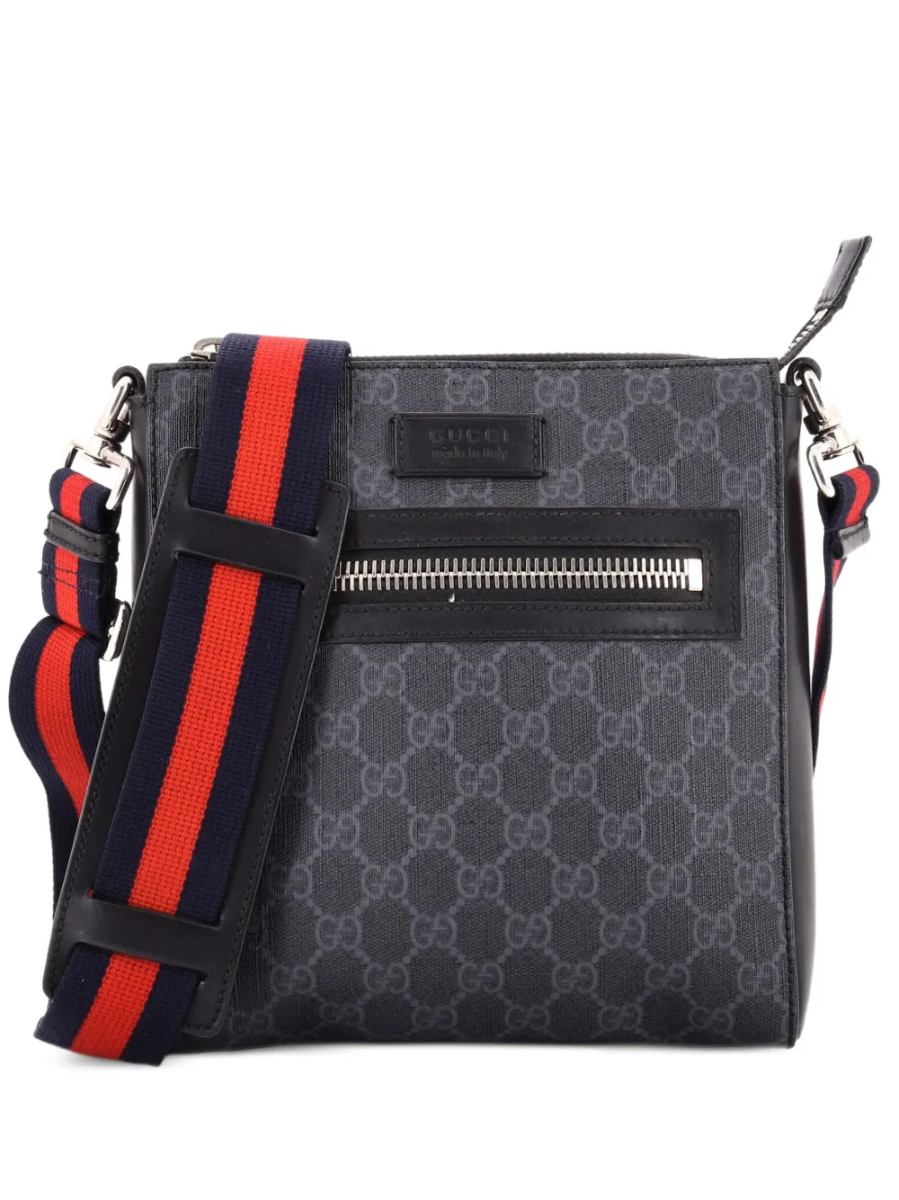 Gucci Pre-Owned Web Strap Front Zip Messenger Bag GG Coated Canvas Small crossbody bag - Schwarz