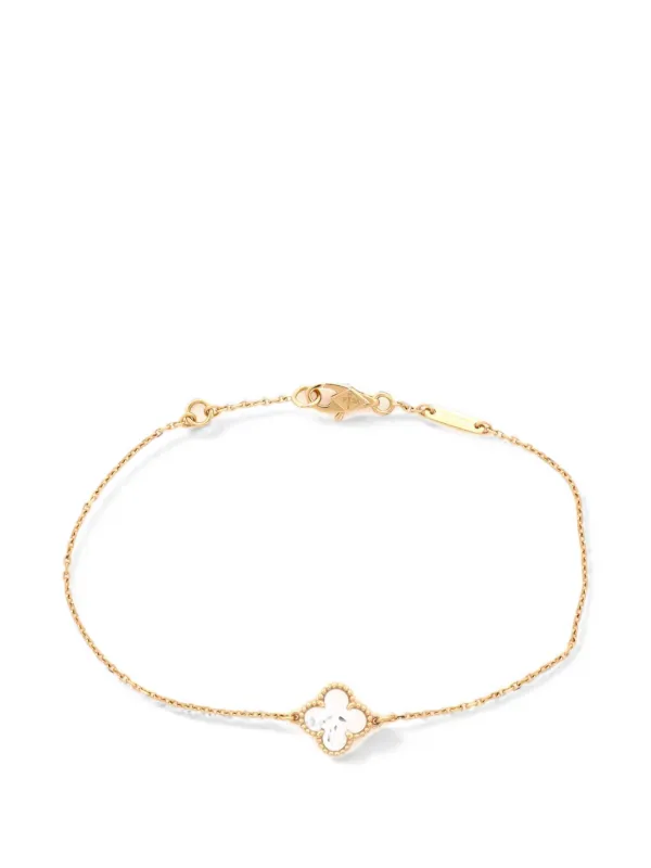 Van Cleef & Arpels Pre-owned Sweet Alhambra 18K Yellow Gold and Mother of Pearl Bracelet