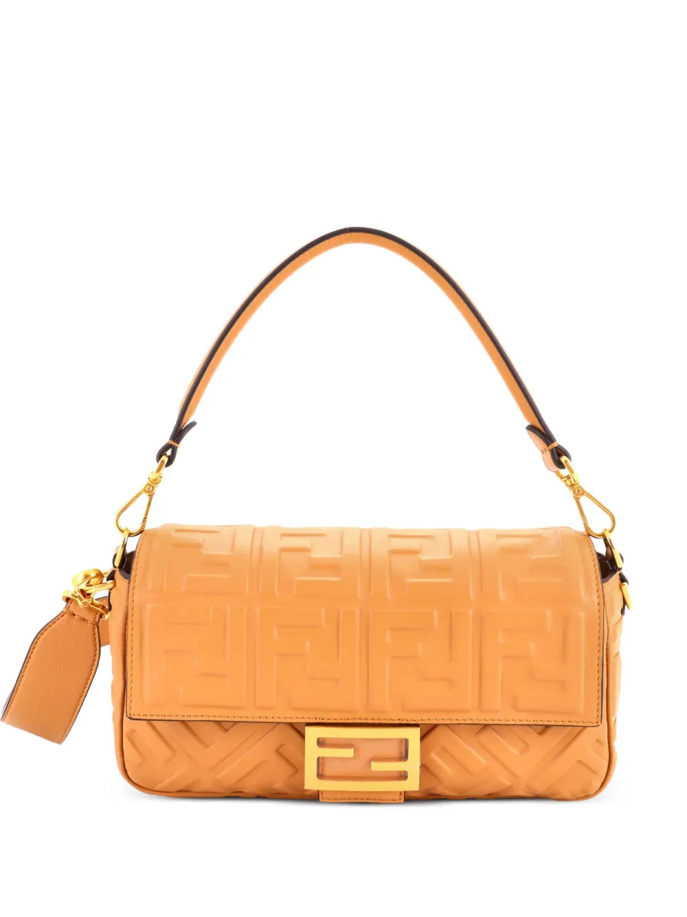 Fendi Pre-Owned Baguette NM Bag Zucca Embossed Leather Medium crossbody bag - Nude