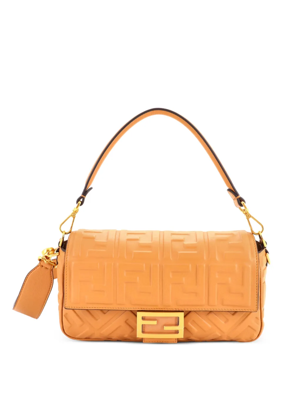 Fendi Pre-Owned Baguette NM Bag Zucca Embossed Leather Medium crossbody bag - Neutrals