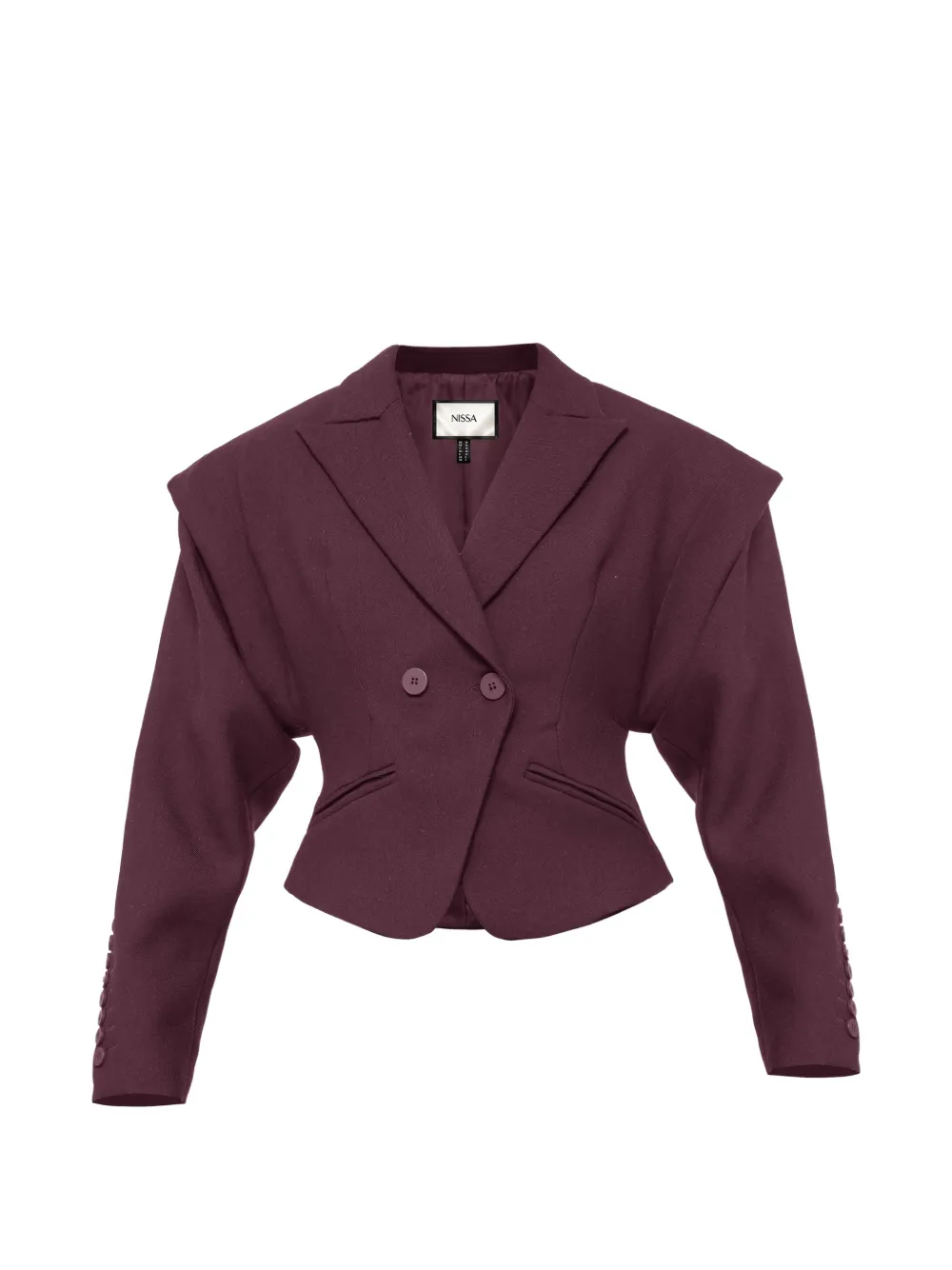 NISSA sculpted-shoulder wool blend blazer - Viola