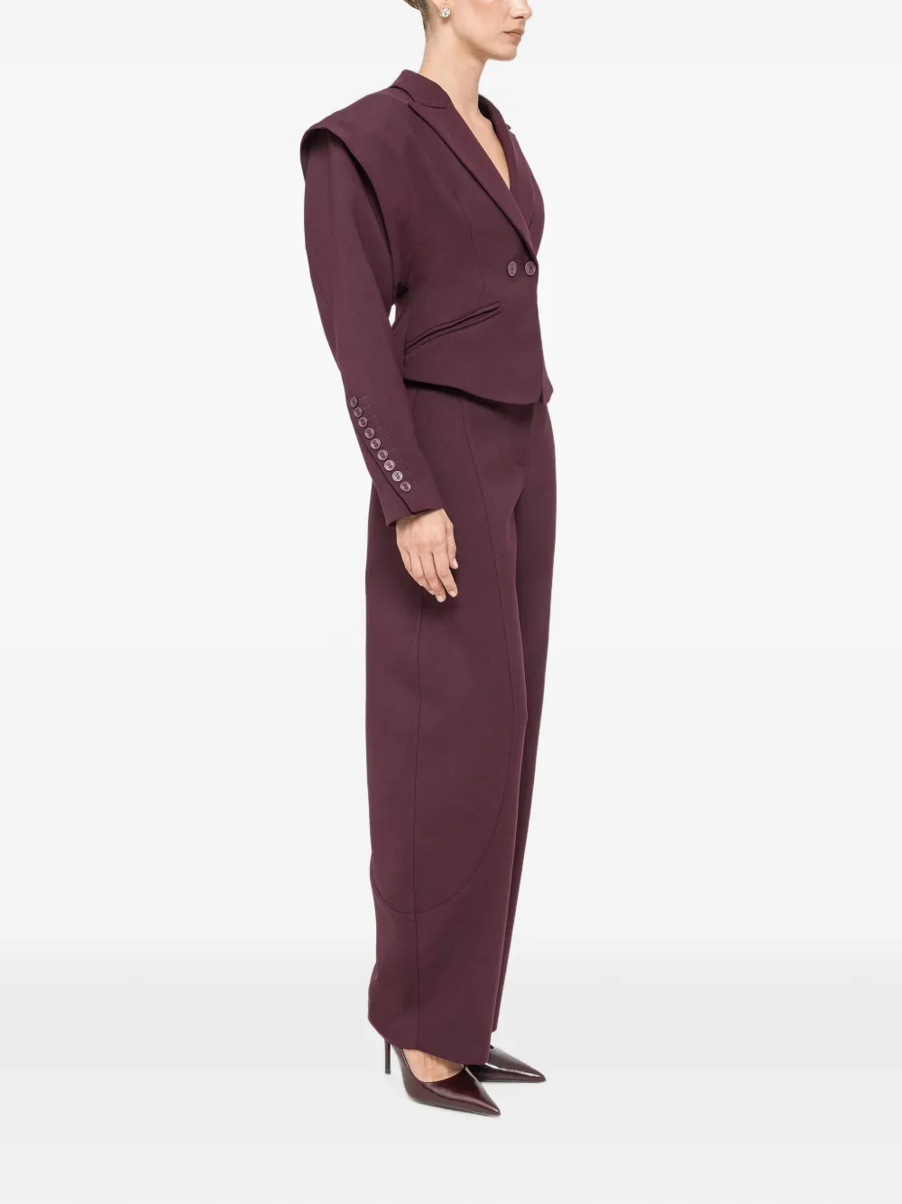 NISSA Blazer van wolblend met sculpturale schouders Paars