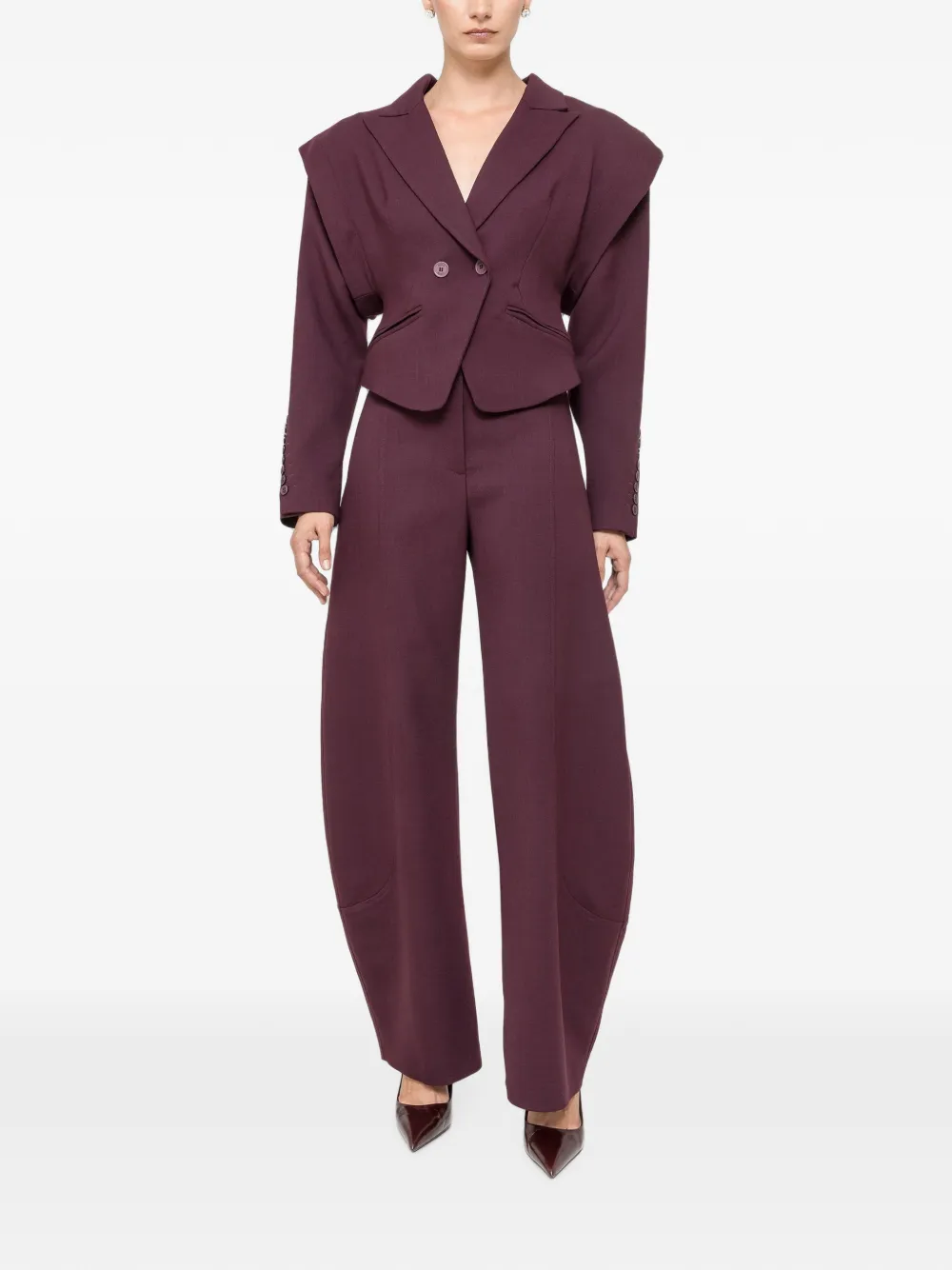 NISSA Blazer van wolblend met sculpturale schouders Paars