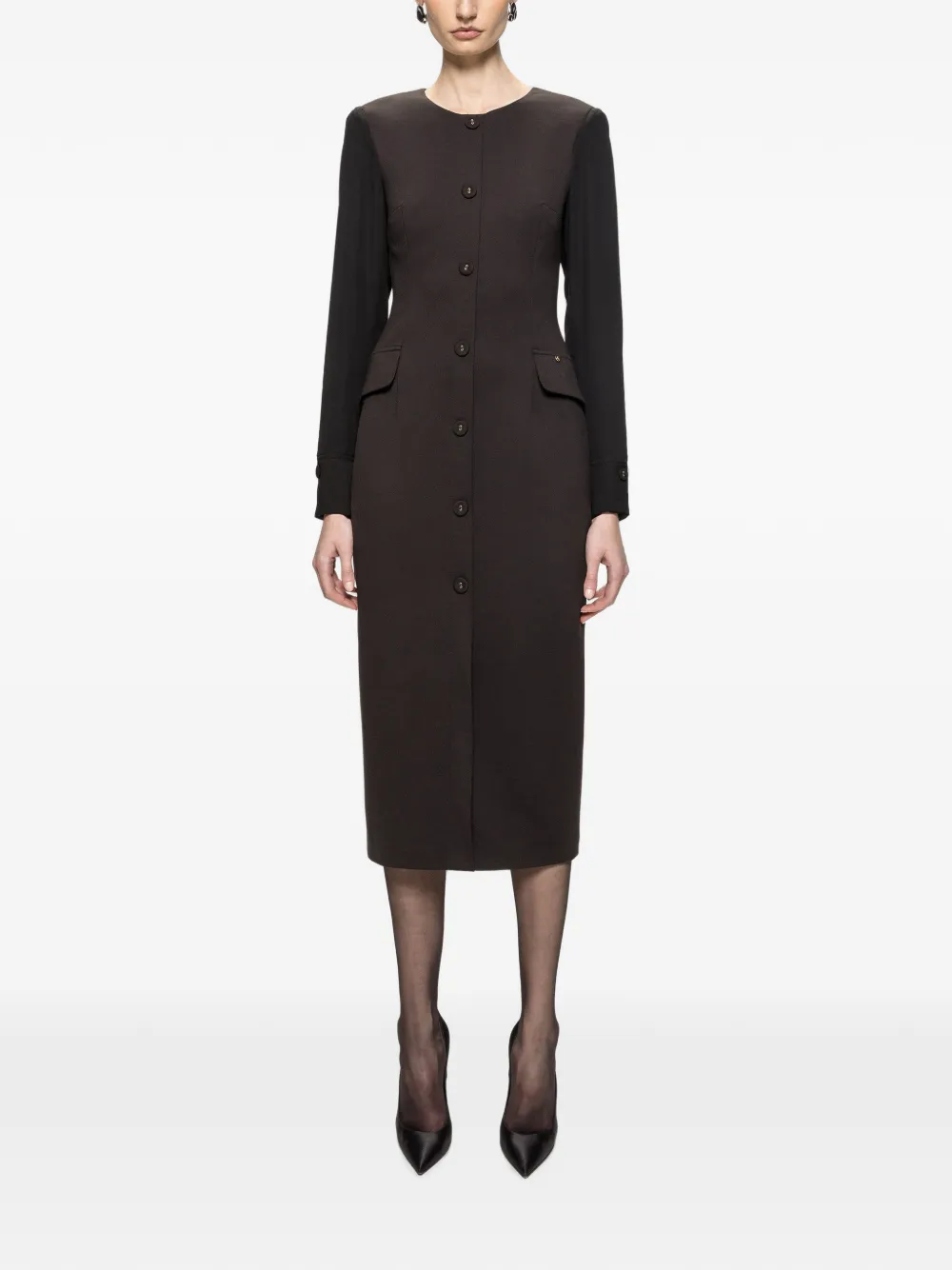 NISSA tailored decorative-button midi dress