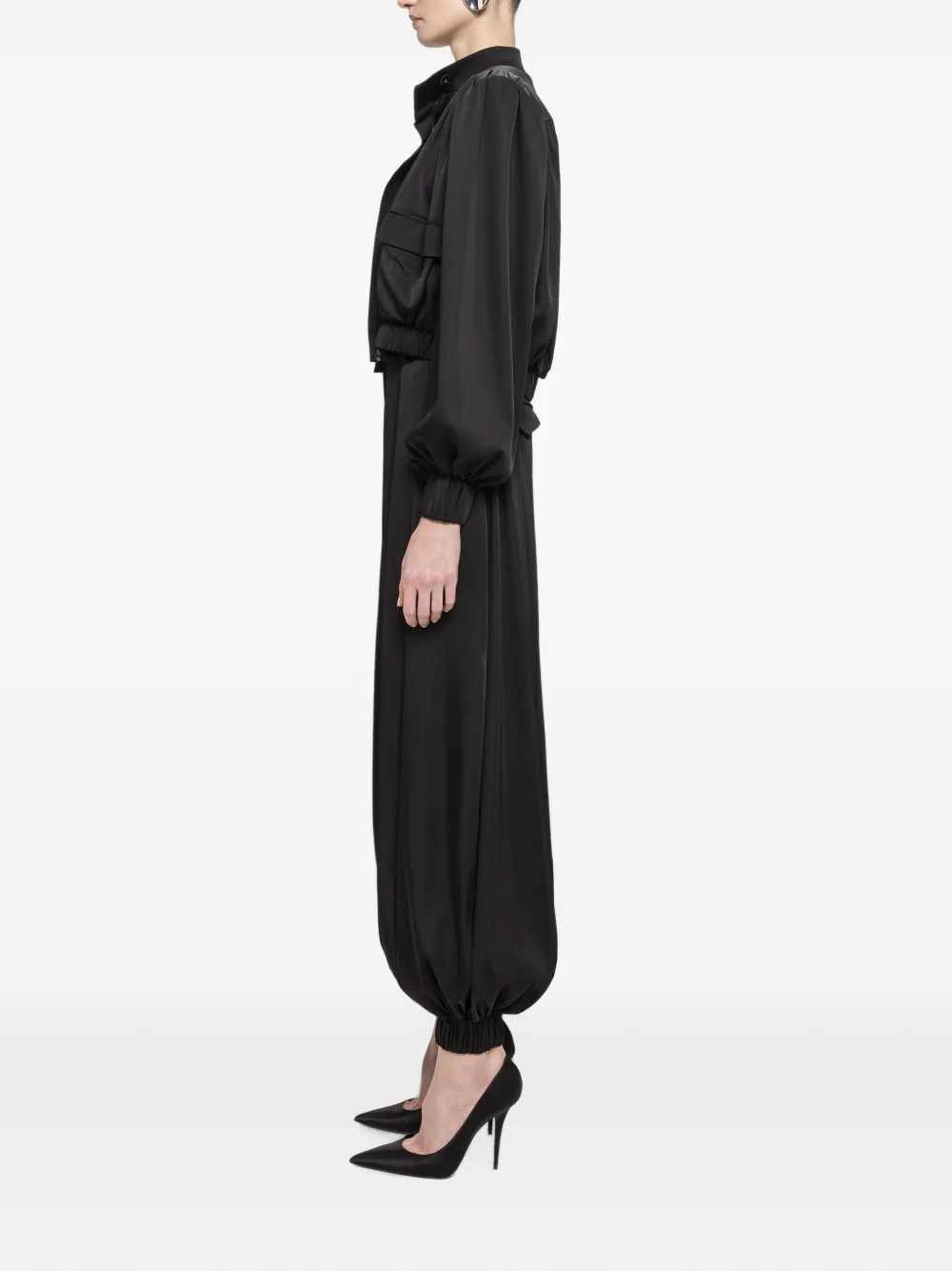 NISSA Viscose oversized cropped jack Zwart