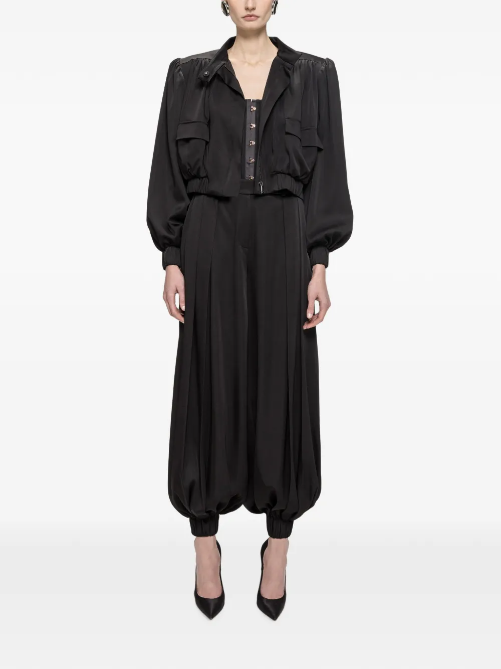 NISSA Viscose oversized cropped jack Zwart