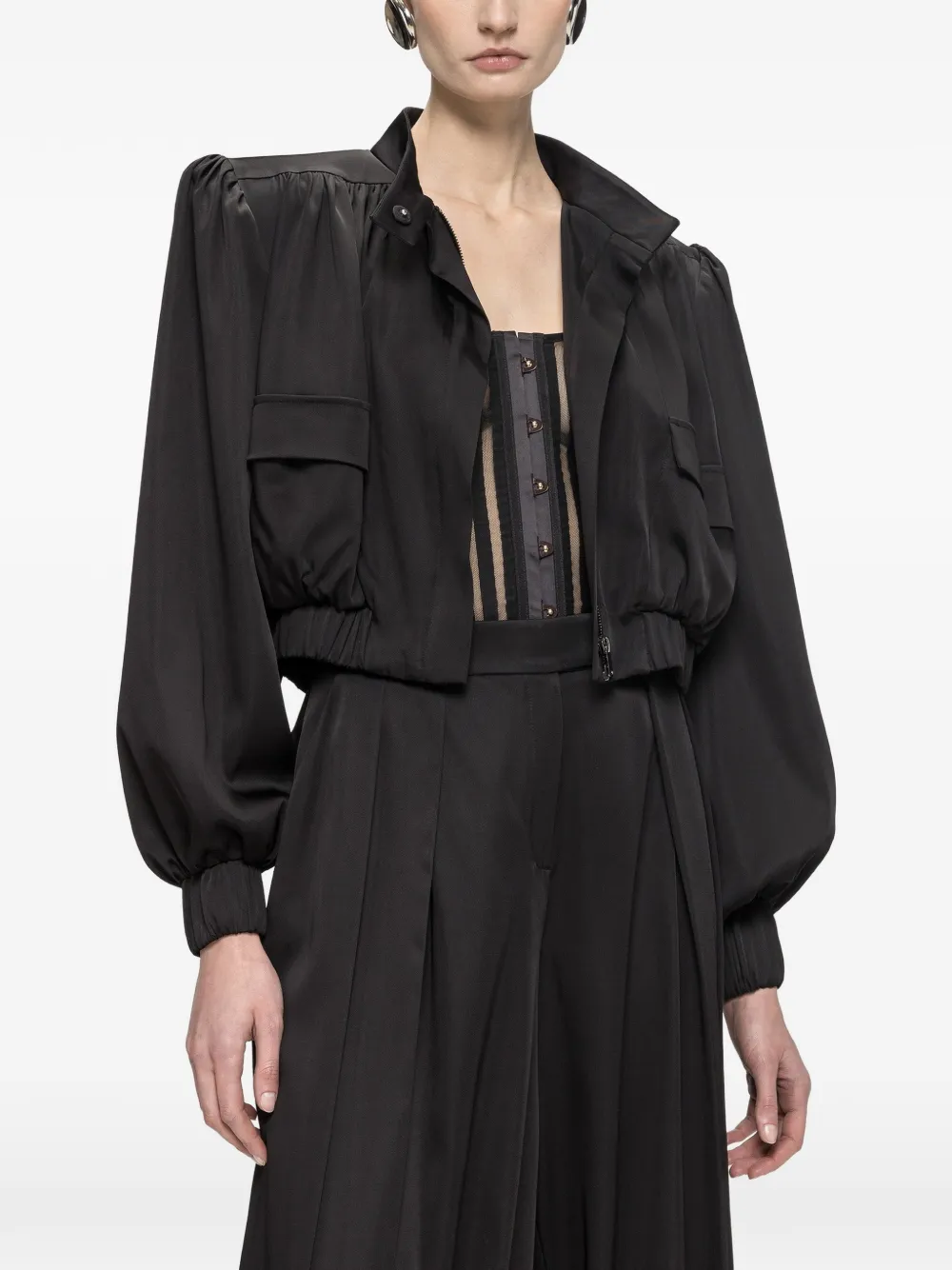 NISSA viscose oversized cropped jacket