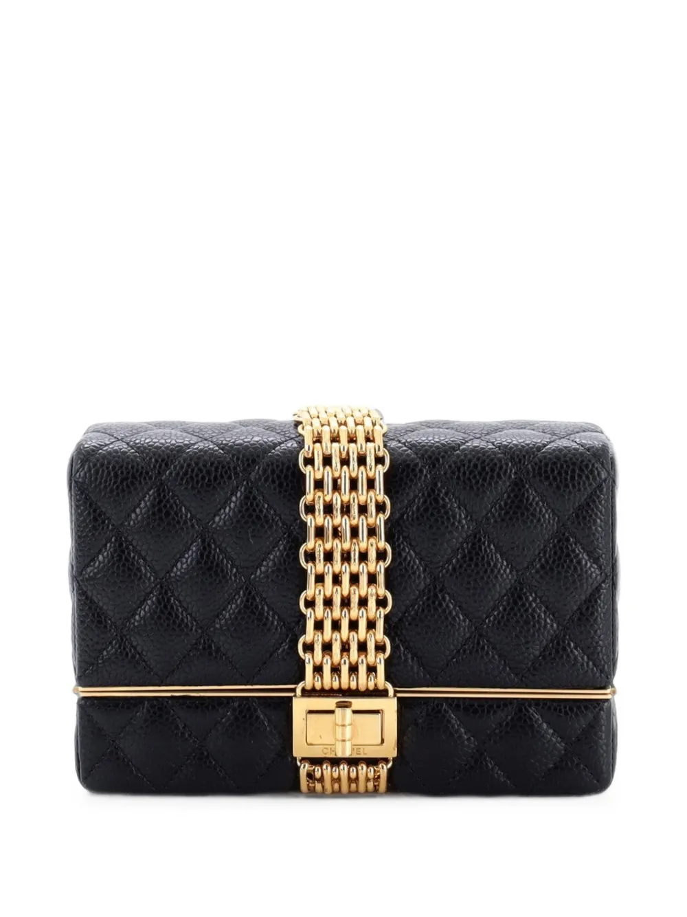 CHANEL Pre-Owned Reissue Chain Around 4 Lipstick Case Quilted Caviar pouch - Nero
