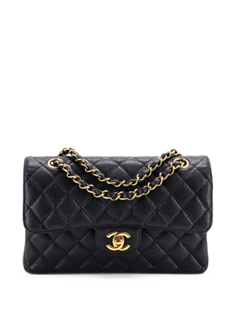 CHANEL Pre-Owned Classic Double Flap Bag Quilted Caviar Small shoulder bag - Nero
