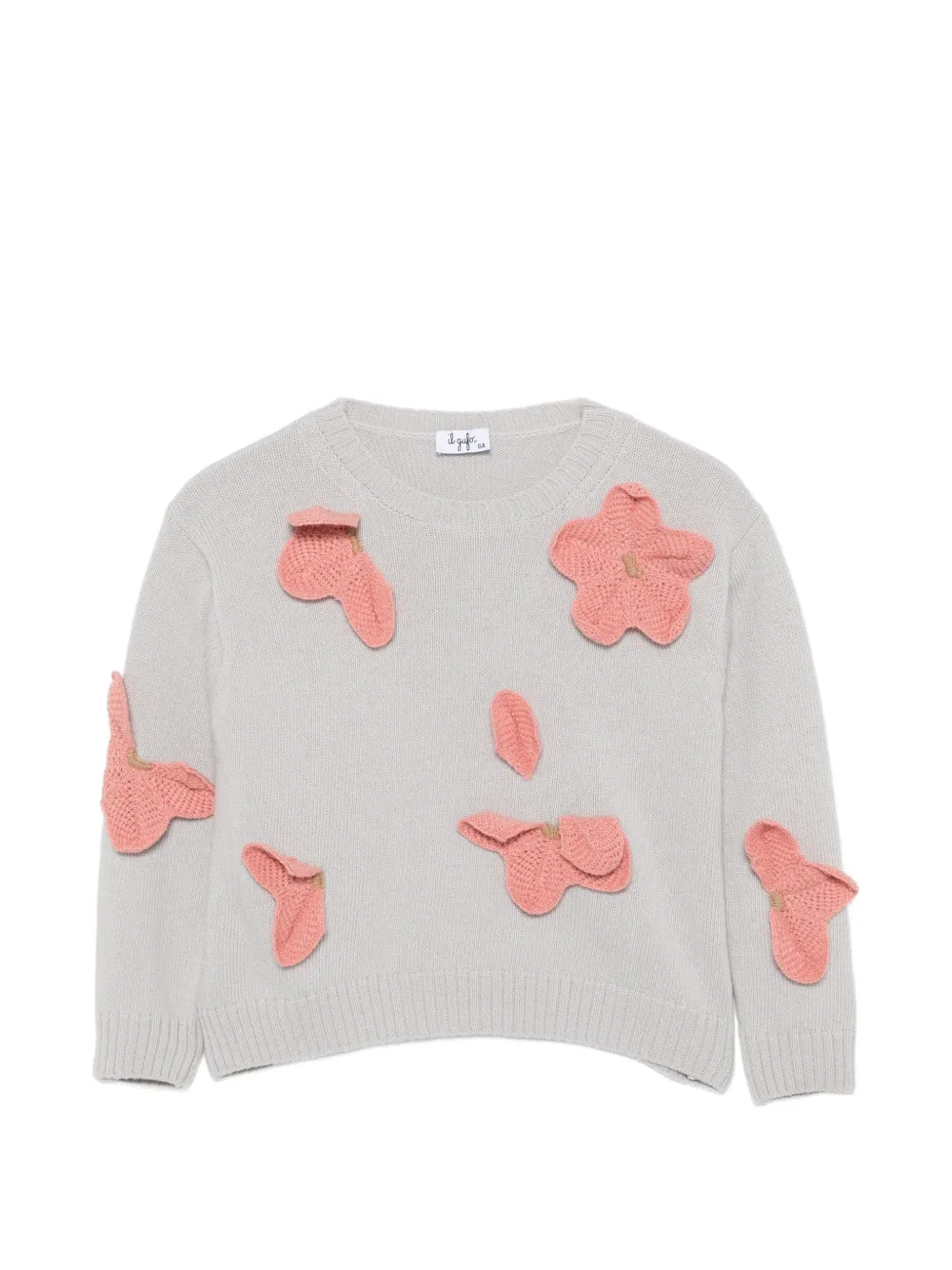 Il Gufo flower-appliqué sweater - Grigio