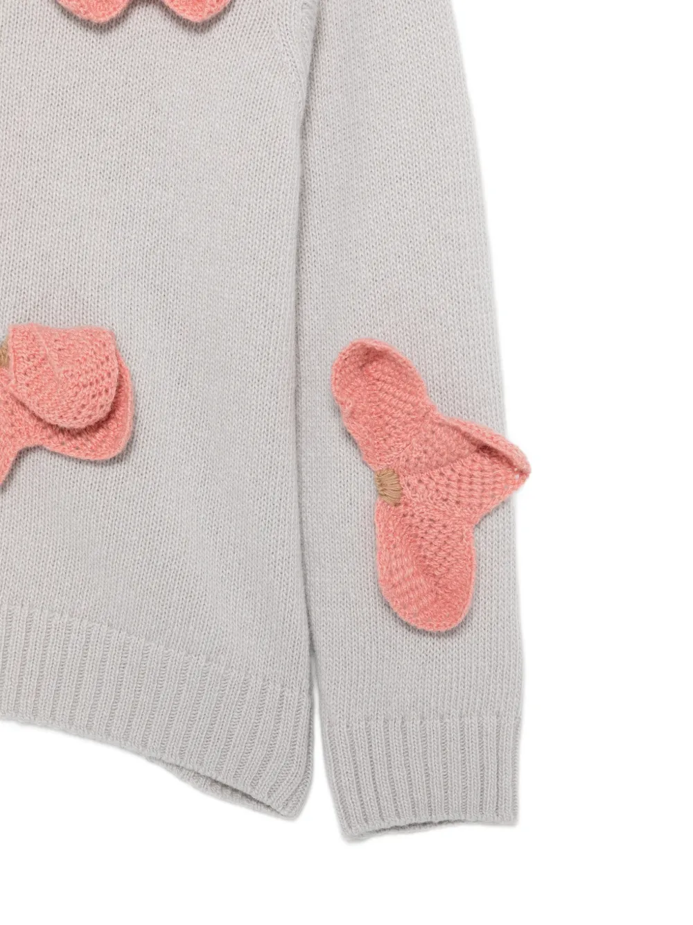 Il Gufo flower-appliqué sweater Grijs