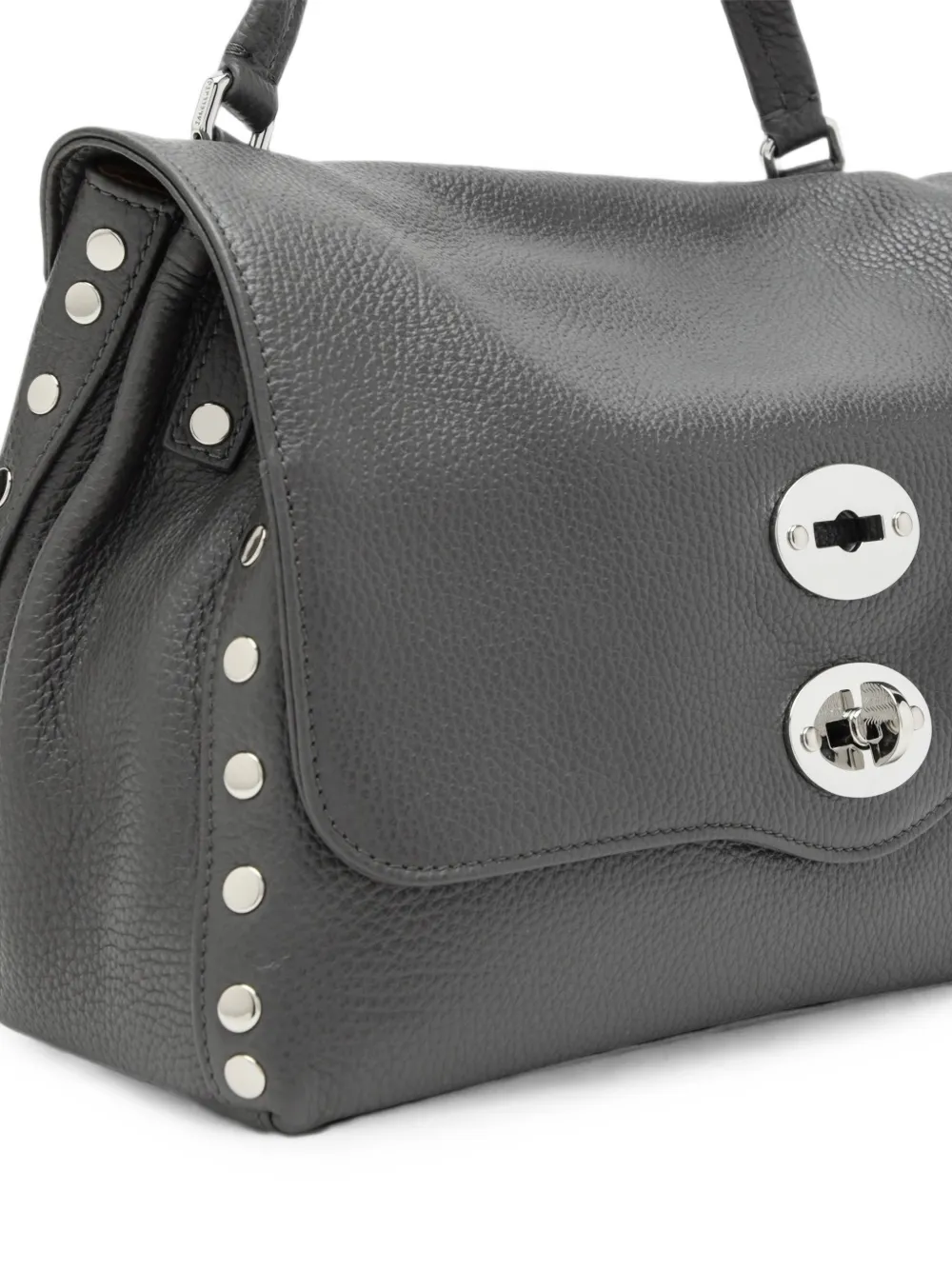 Zanellato Postina leren schoudertas met studs Grijs