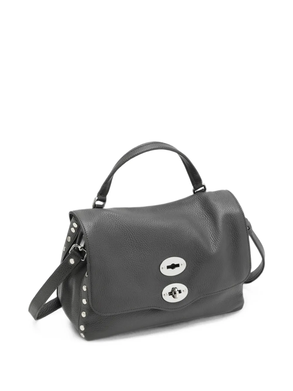 Zanellato Postina leren schoudertas met studs Grijs